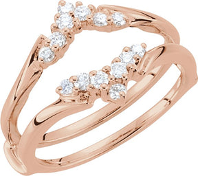 14K Gold Round Natural Diamond Ring Guard – 1.7mm Stones - Rose Gold