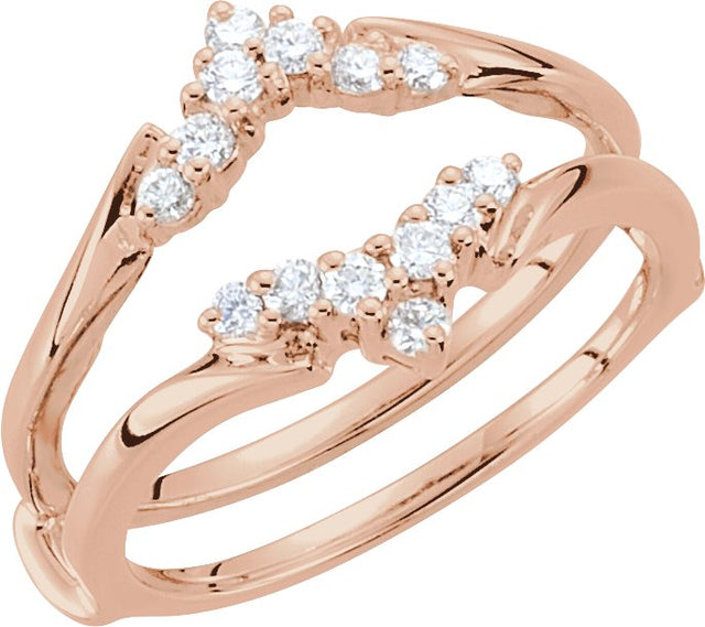 14K Gold Round Natural Diamond Ring Guard – 1.7mm Stones - Rose Gold