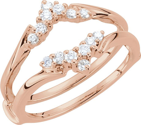 14K Gold Round Lab-Grown Diamond Ring Guard – 1.7mm Stones - Rose Gold