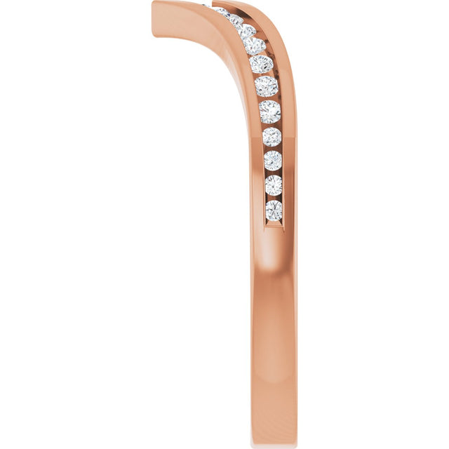 14K Gold Round Lab-Grown Diamond Contour Band VI - Rose Gold - view 4