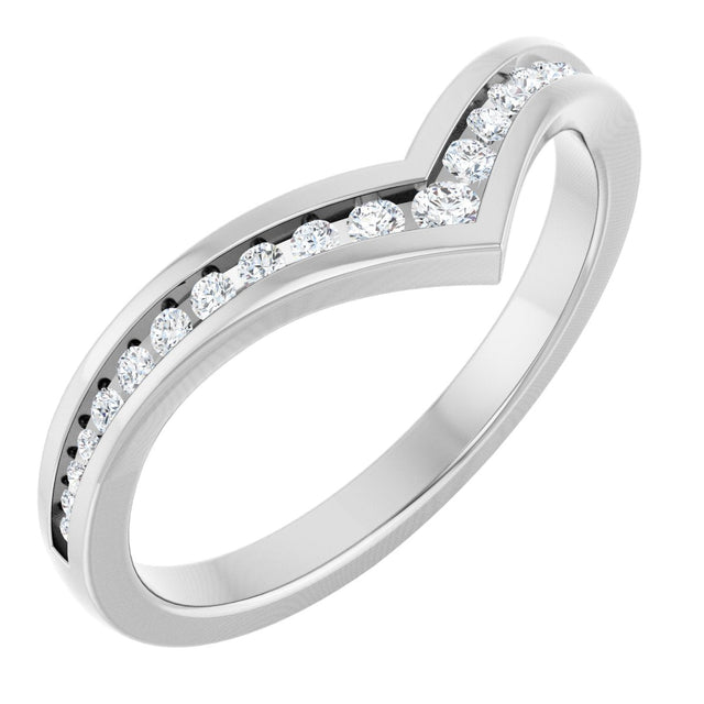 14K Gold Round Natural Diamond Contour Band No. 4 - White Gold