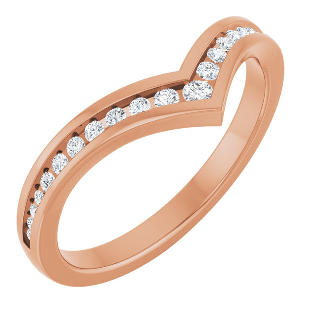 14K Gold Round Natural Diamond Contour Band No. 4 - Rose Gold