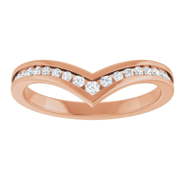 14K Gold Round Lab-Grown Diamond Contour Band VI - Rose Gold - view 3