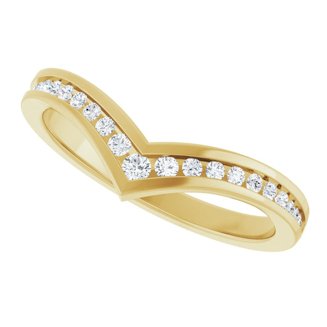 14K Gold Round Lab-Grown Diamond Contour Band VI - Yellow Gold - view 5