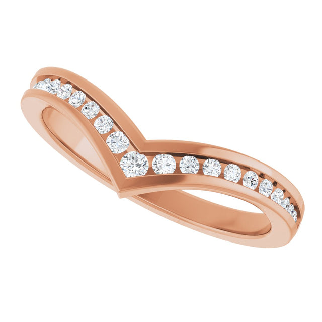 14K Gold Round Lab-Grown Diamond Contour Band VI - Rose Gold - view 5