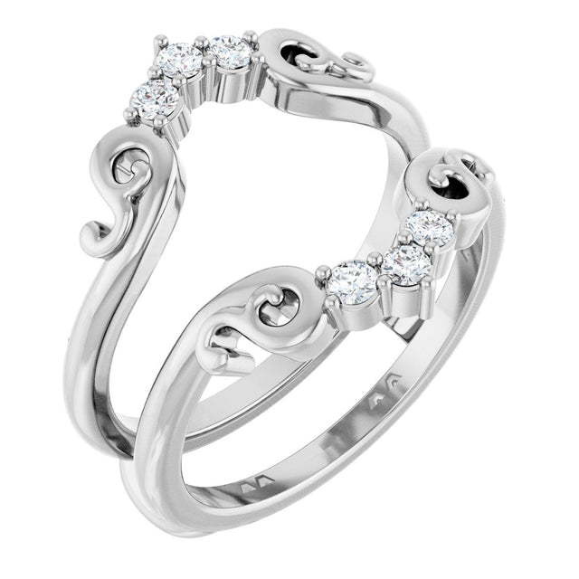 14K Gold Round Lab-Grown Diamond Sculptural Ring Guard - White Gold