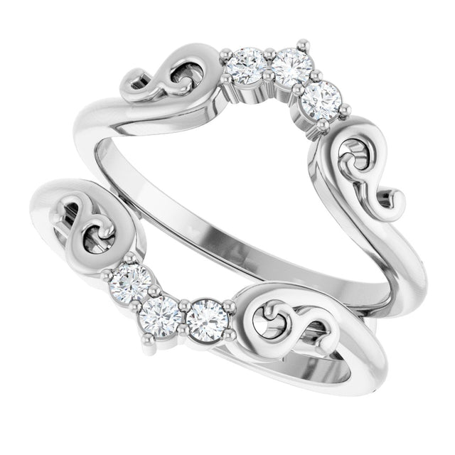 Platinum Round Natural Diamond Sculptural Ring Guard - view 5