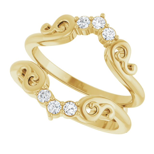 14K Gold Round Natural Diamond Sculptural Ring Guard - Yellow Gold - view 5