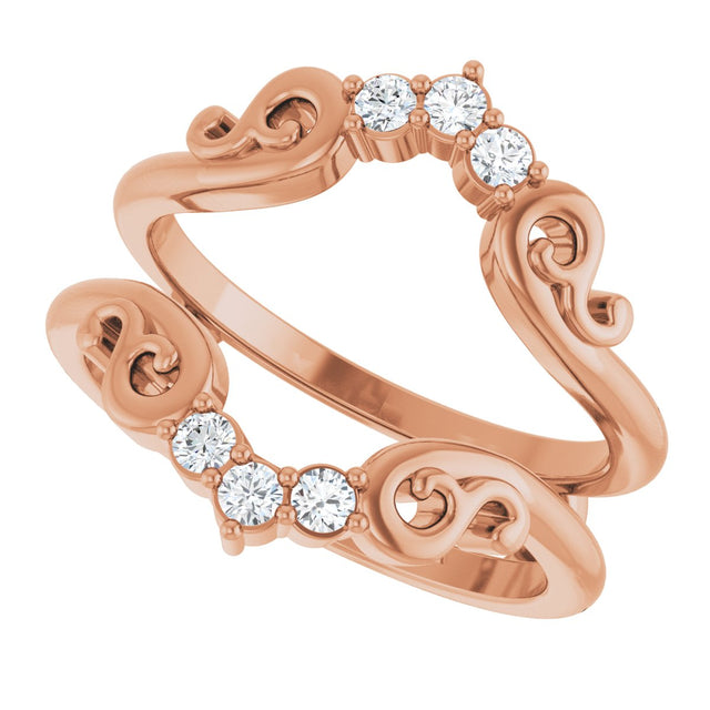 14K Gold Round Natural Diamond Sculptural Ring Guard - Rose Gold - view 5