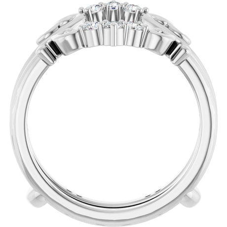 Platinum Round Natural Diamond Sculptural Ring Guard - view 2