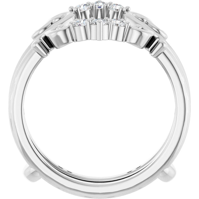 Platinum Round Natural Diamond Sculptural Ring Guard - view 2