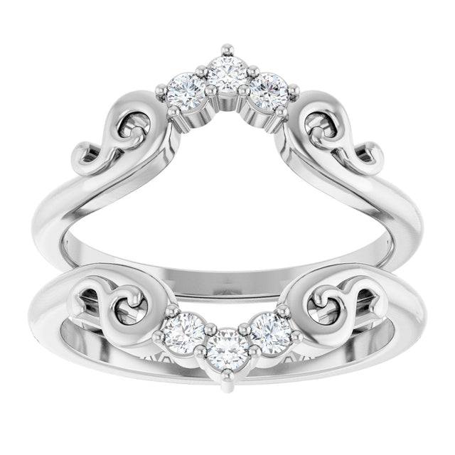 Platinum Round Natural Diamond Sculptural Ring Guard - view 3