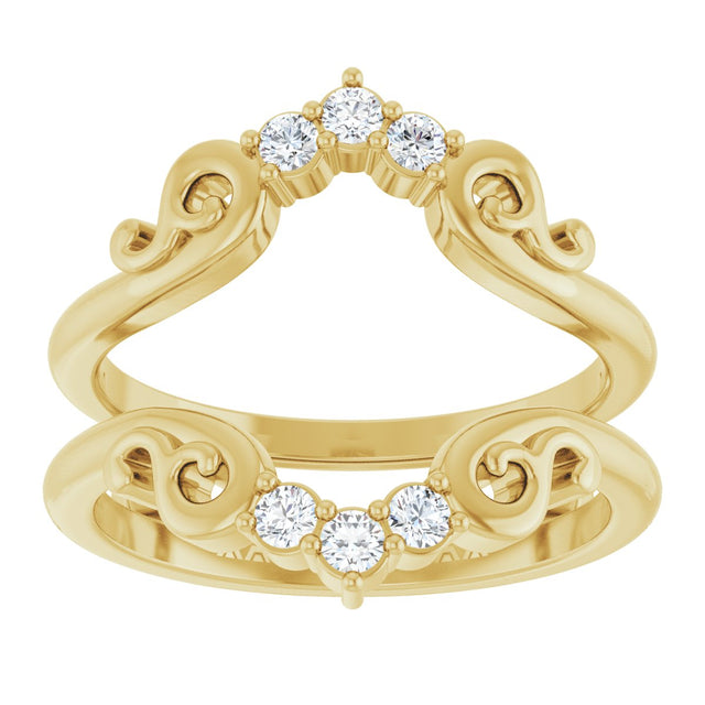 14K Gold Round Natural Diamond Sculptural Ring Guard - Yellow Gold - view 3