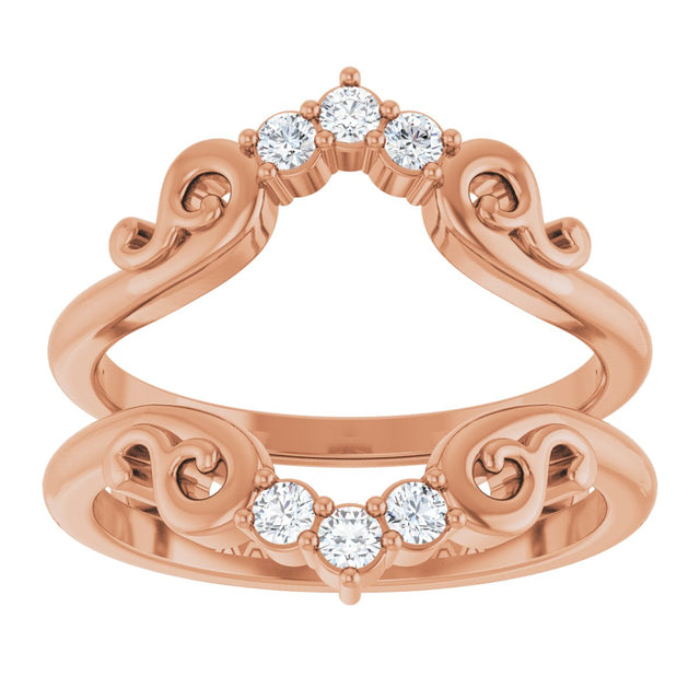 14K Gold Round Natural Diamond Sculptural Ring Guard - Rose Gold - view 3