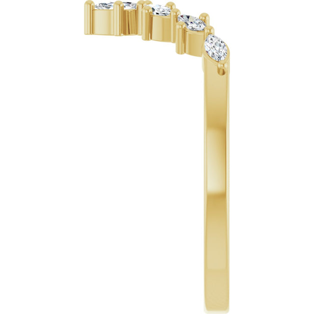 14K Gold Marquise Lab-Grown Diamond Contour Band - 1/5 CTW - Yellow Gold - view 9