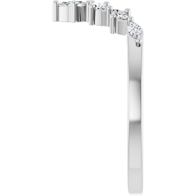 14K Gold Marquise Lab-Grown Diamond Contour Band - 1/5 CTW - White Gold - view 9