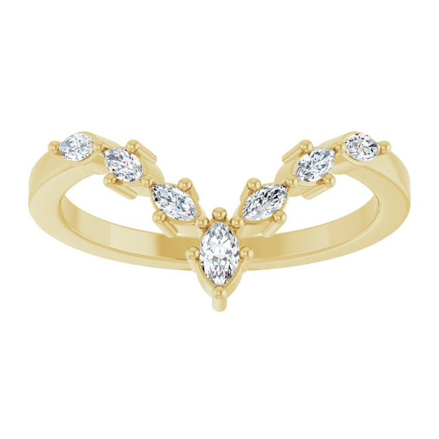 14K Gold Marquise Lab-Grown Diamond Contour Band - 1/5 CTW - Yellow Gold - view 8