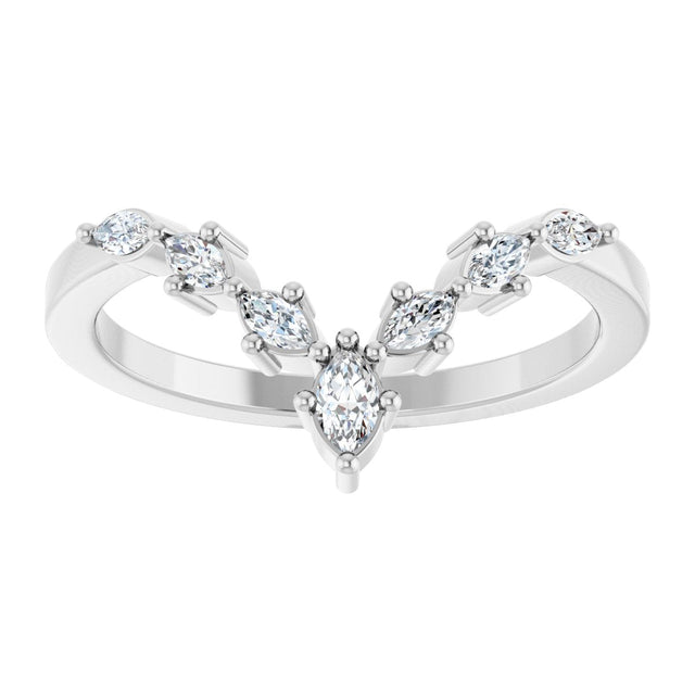 Platinum Marquise Natural Diamond Contour Band - 1/4 CTW - view 8