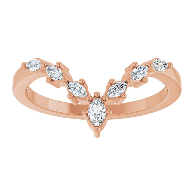 14K Gold Marquise Lab-Grown Diamond Contour Band - 1/5 CTW - Rose Gold - view 8