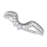 Platinum Round Lab-Grown Diamond Milgrain Edge Accented Contour Band III - view 5