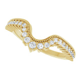 14K Gold Round Lab-Grown Diamond Milgrain Edge Accented Contour Band III - Yellow Gold - view 5