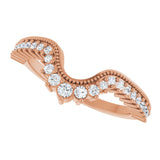 14K Gold Round Lab-Grown Diamond Milgrain Edge Accented Contour Band III - Rose Gold - view 5
