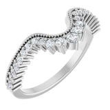 Platinum Round Lab-Grown Diamond Milgrain Edge Accented Contour Band III