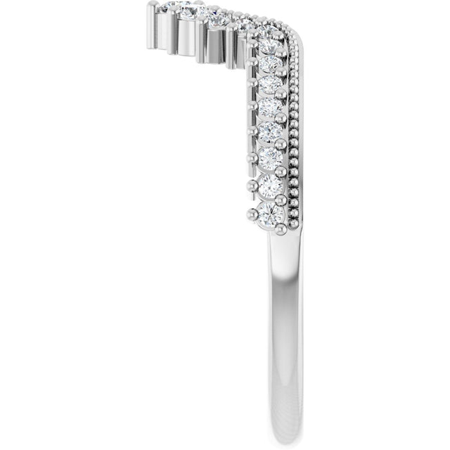 Platinum Round Lab-Grown Diamond Milgrain Edge Accented Contour Band III - view 4