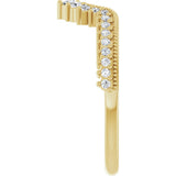 14K Gold Round Lab-Grown Diamond Milgrain Edge Accented Contour Band III - Yellow Gold - view 4