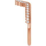 14K Gold Round Lab-Grown Diamond Milgrain Edge Accented Contour Band III - Rose Gold - view 4