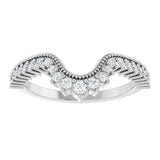 Platinum Round Natural Diamond Milgrain Edge Accented Contour Band IV - view 3