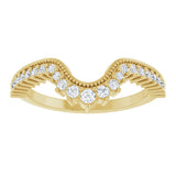 14K Gold Round Lab-Grown Diamond Milgrain Edge Accented Contour Band III - Yellow Gold - view 3