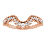14K Gold Round Lab-Grown Diamond Milgrain Edge Accented Contour Band III - Rose Gold - view 3