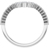 14K Gold Round Lab-Grown Diamond Milgrain Edge Accented Contour Band III - White Gold - view 2