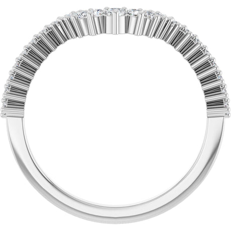 Platinum Round Lab-Grown Diamond Milgrain Edge Accented Contour Band III - view 2