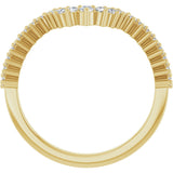 14K Gold Round Lab-Grown Diamond Milgrain Edge Accented Contour Band III - Yellow Gold - view 2