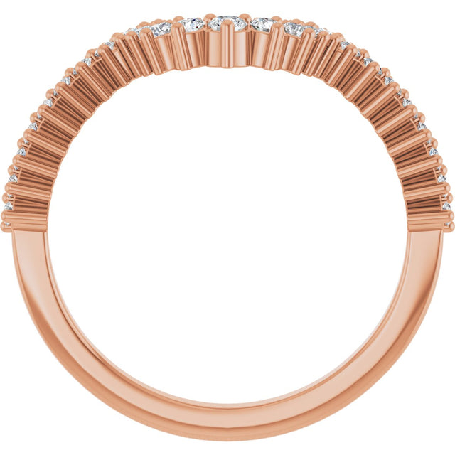14K Gold Round Lab-Grown Diamond Milgrain Edge Accented Contour Band III - Rose Gold - view 2