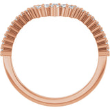 14K Gold Round Natural Diamond Milgrain Edge Accented Contour Band IV - Rose Gold - view 2