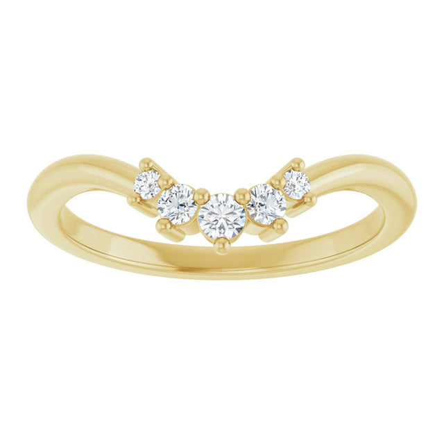 14K Gold Round Natural Diamond Contour Band – 4x3mm - Yellow Gold - view 3