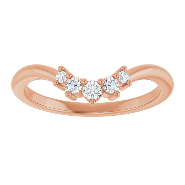 14K Gold Round Natural Diamond Contour Band – 4x3mm - Rose Gold - view 3