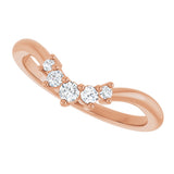 14K Gold Round Natural Diamond Contour Band – 4x3mm - Rose Gold - view 5