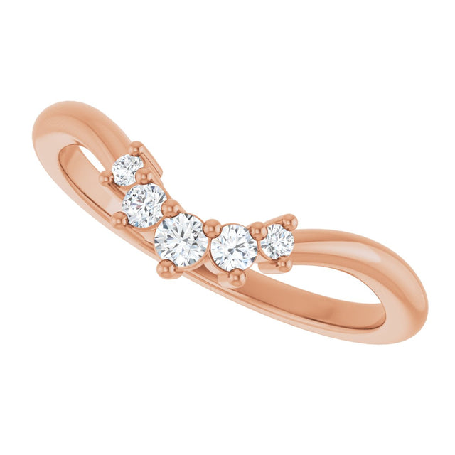 14K Gold Round Natural Diamond Contour Band – 4x3mm - Rose Gold - view 5