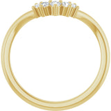 14K Gold Round Natural Diamond Contour Band – 4x3mm - Yellow Gold - view 2
