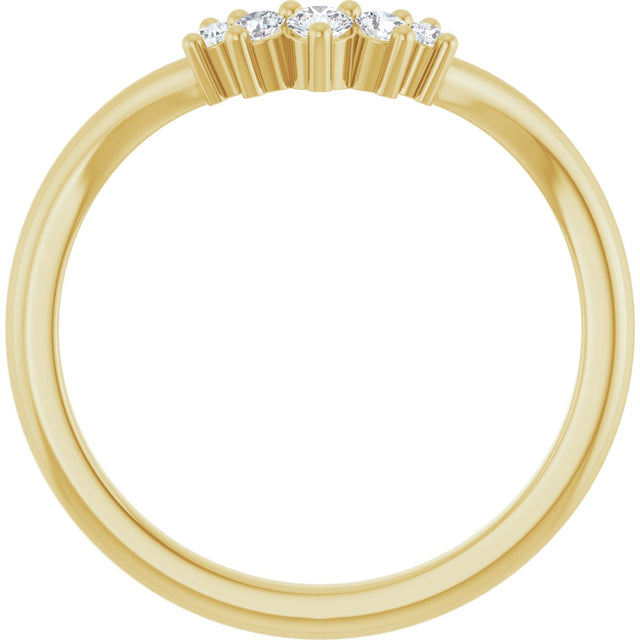 14K Gold Round Natural Diamond Contour Band – 4x3mm - Yellow Gold - view 2