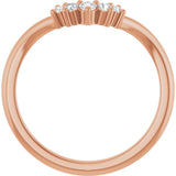14K Gold Round Natural Diamond Contour Band – 4x3mm - Rose Gold - view 2