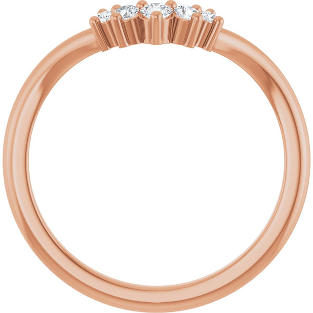 14K Gold Round Natural Diamond Contour Band – 4x3mm - Rose Gold - view 2