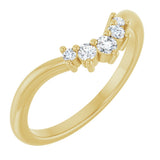 14K Gold Round Natural Diamond Contour Band – 4x3mm - Yellow Gold