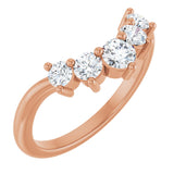 14K Gold Round Natural Diamond Contour Band – 4x3mm - Rose Gold