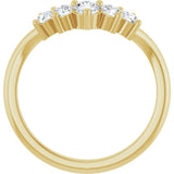 14K Gold Round Natural Diamond Contour Band – 4x3mm - Yellow Gold - view 2