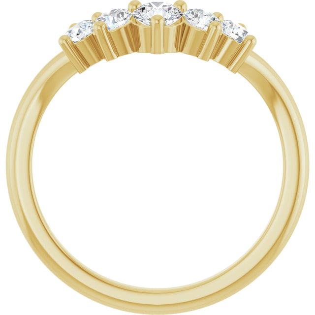 14K Gold Round Natural Diamond Contour Band – 4x3mm - Yellow Gold - view 2